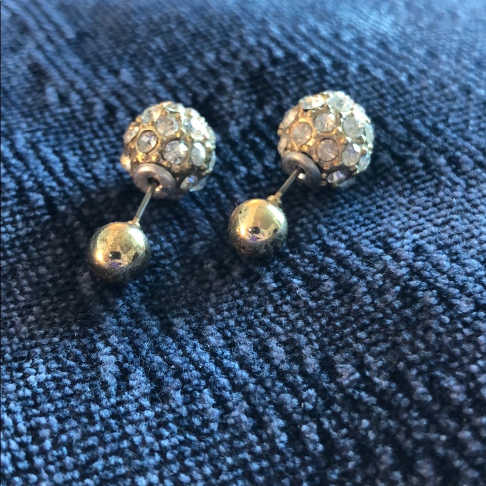Gold-plated double-ball stud earrings
